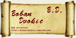 Boban Dvokić vizit kartica